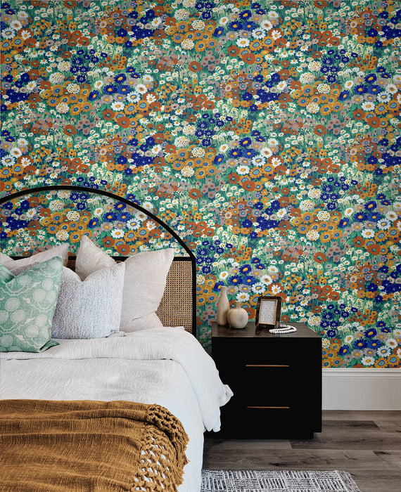 NextWall Floral Meadow Summer Glades & Terra Cotta Wallpaper NW46106