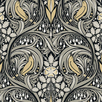 NextWall Bird Ogee Ebony & Sepia Wallpaper NW46200
