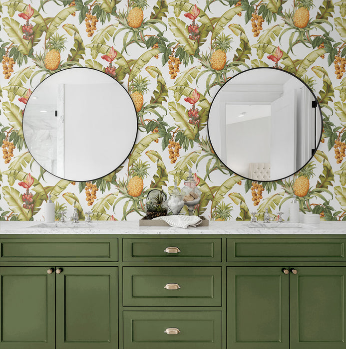 NextWall Pineapple Floral Off-white Wallpaper NW46305