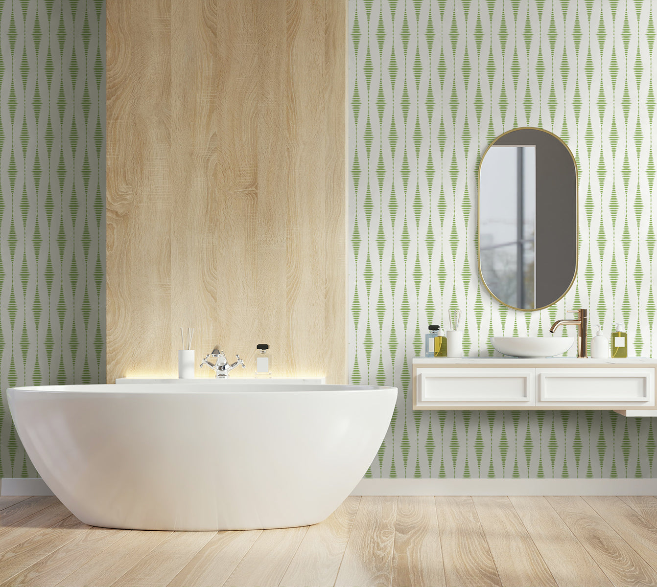 NextWall Striped Ikat Macaw Green Wallpaper NW46404