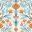 NextWall Folk Floral Verdigris & Orange Wallpaper Sample NW47101