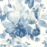 NextWall Watercolor Flower Bluestone Wallpaper NW47802