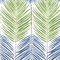 NextWall Two Toned Palm Coastal Blue & Fern Green Wallpaper NW47904
