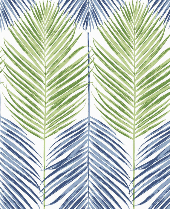 NextWall Two Toned Palm Coastal Blue & Fern Green Wallpaper Sample NW47904
