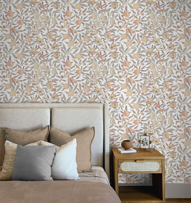 NextWall Pomegranate Daydream Grey & Melon Wallpaper NW48003