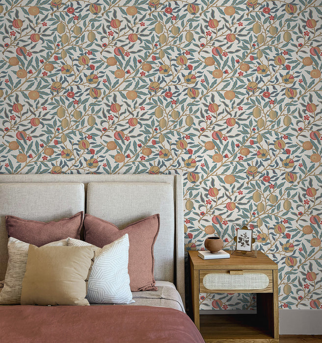 NextWall Pomegranate Moonstone Blue & Light Ochre Wallpaper NW48004