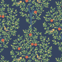 NextWall Fruit Tree Navy Blue & Greenery Wallpaper NW48102