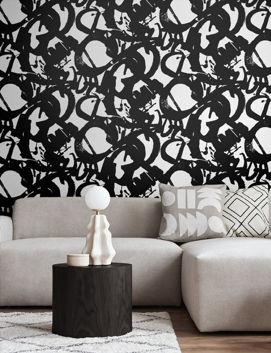 NextWall Inkblot Onyx Wallpaper NW49500