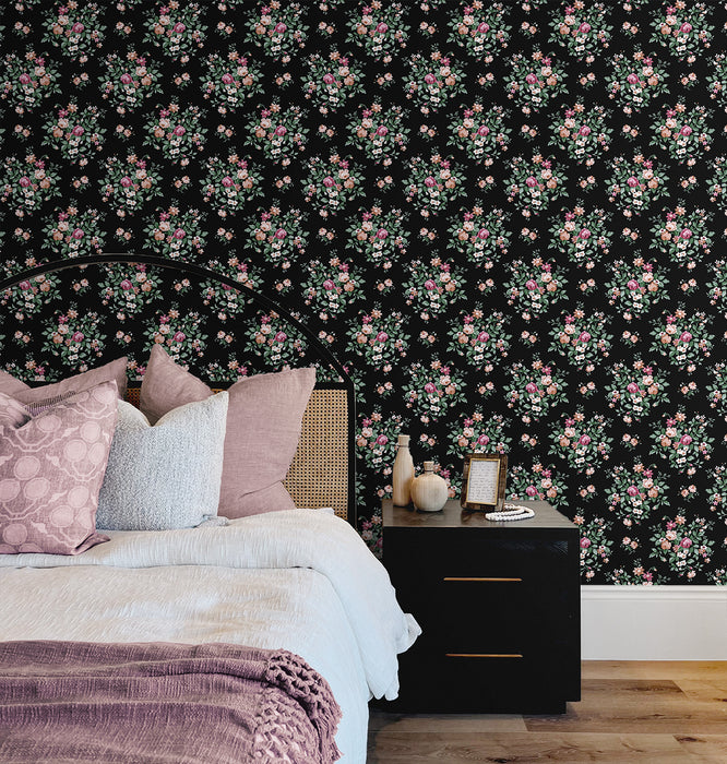 NextWall Floral Bunches Ebony Wallpaper NW50500