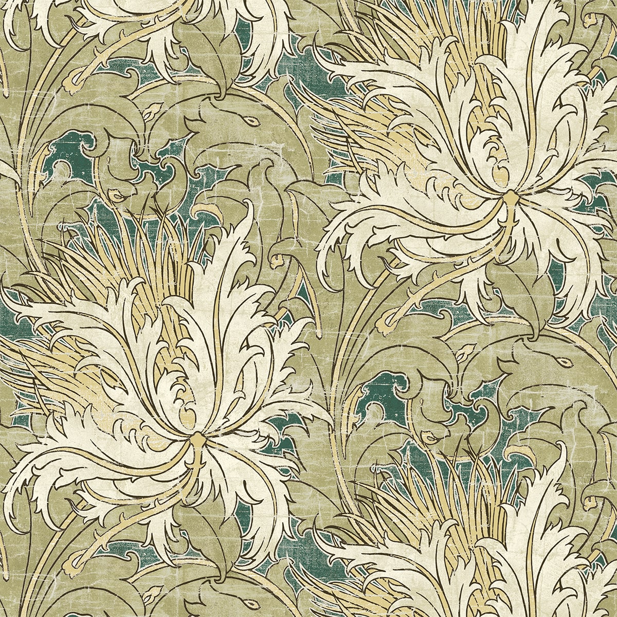Morris & Co Golden Lily Green/Red DM6P210398 Wallpaper | 40% Off