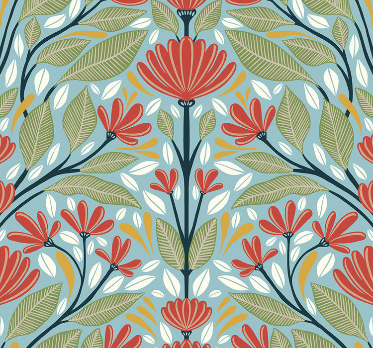 NextWall Shalin Folk Floral Summer Garden Wallpaper Sample NW50802