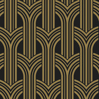 NextWall Deco Geometric Arches Ebony & Metallic Gold Wallpaper NW50900