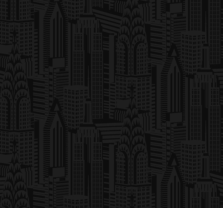 NextWall City Skyline Cosmic Black Wallpaper Sample NW51300