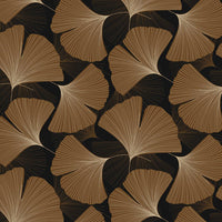 NextWall Tossed Ginkgo Leaf Ebony & Metallic Copper Wallpaper NW52206