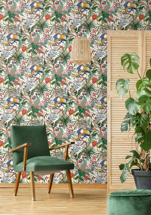 NextWall Tropical Canopy Sea Salt Wallpaper NW52810