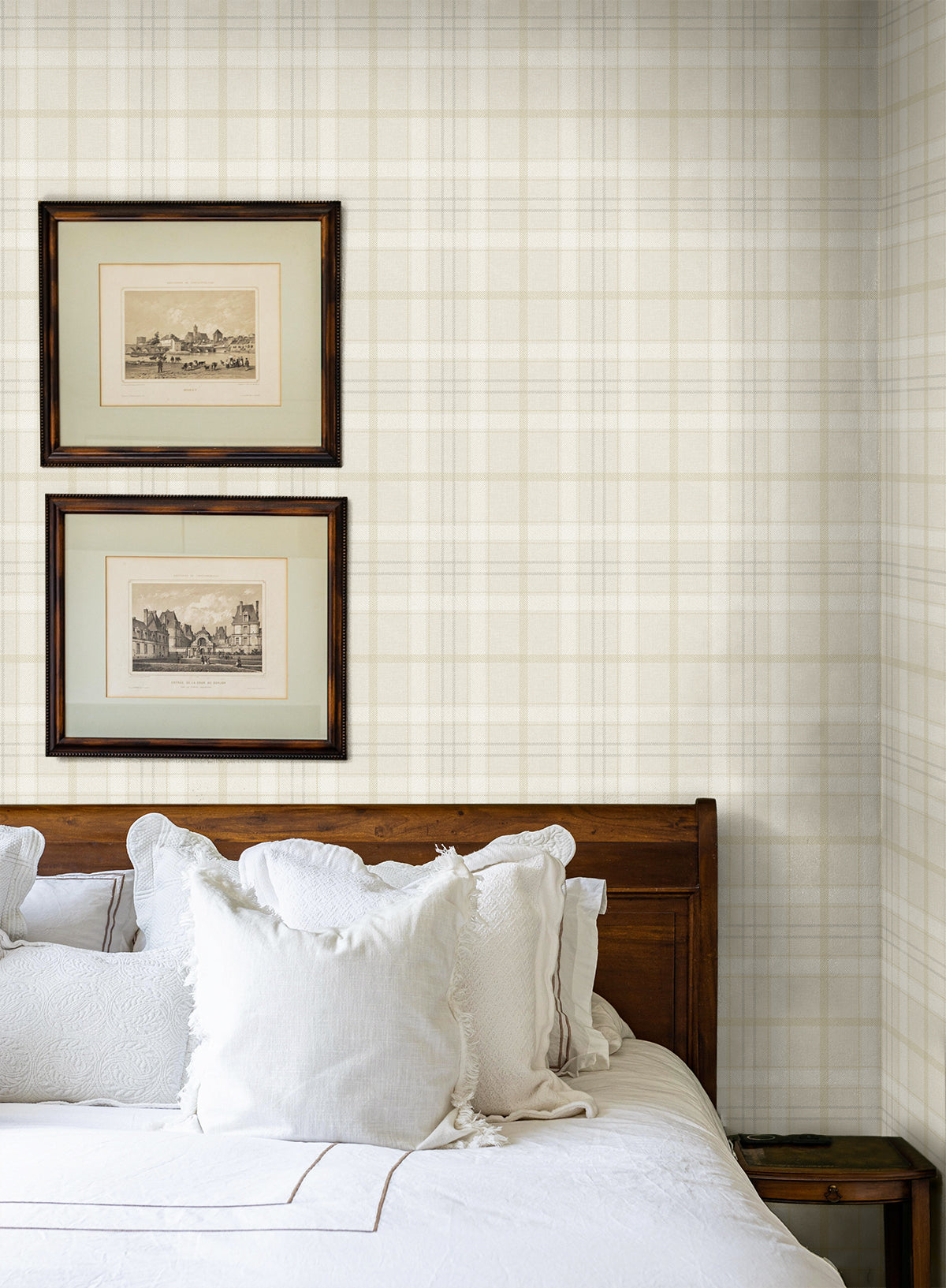 NextWall Tailor Plaid Neutral Wallpaper Sample NW54307