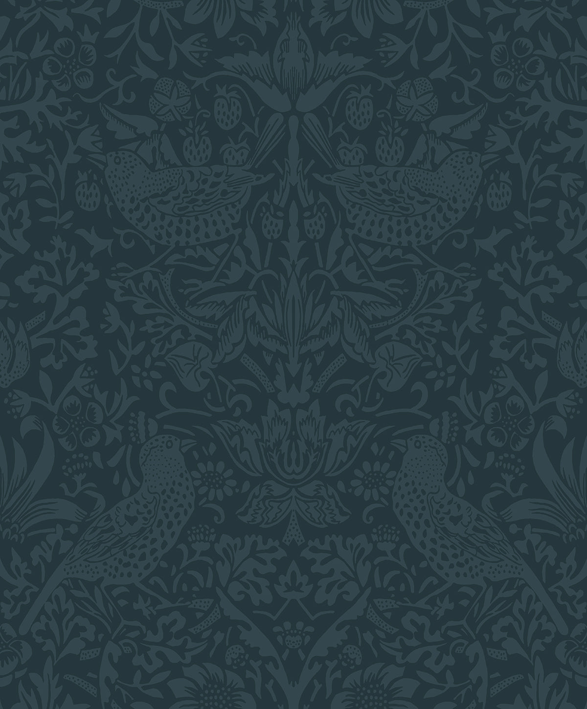 NextWall Tonal Bird Garden Slate Blue Wallpaper Sample NW54402