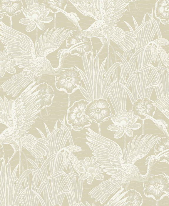NextWall Floral Heron Sand Wallpaper Sample NW54505