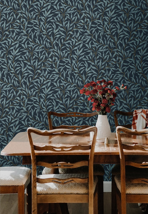 NextWall Willow Trail Aegean Blue Wallpaper Sample NW54702