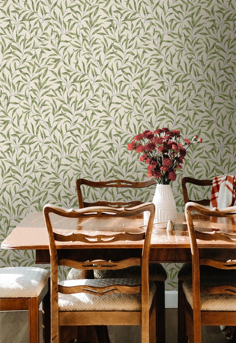 NextWall Willow Trail Sprig Green Wallpaper Sample NW54704