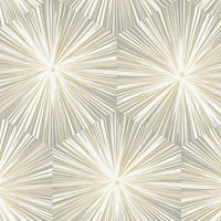 NextWall Hex Starburst Grey & Metallic Gold Wallpaper NW55008