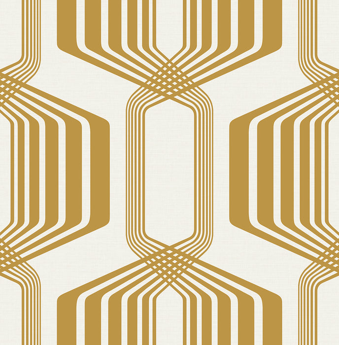 NextWall Striped Geo Metallic Gold Wallpaper Sample NW55305