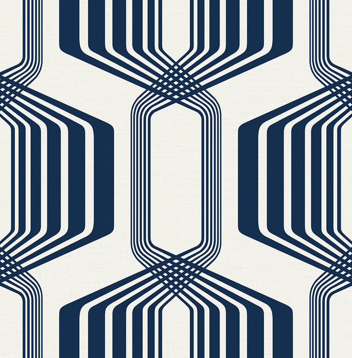 NextWall Striped Geo Blue Sapphire Wallpaper Sample NW55312