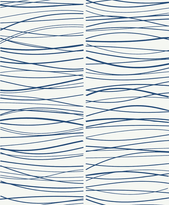 NextWall Wave Lines Blue Wallpaper Sample NW55602