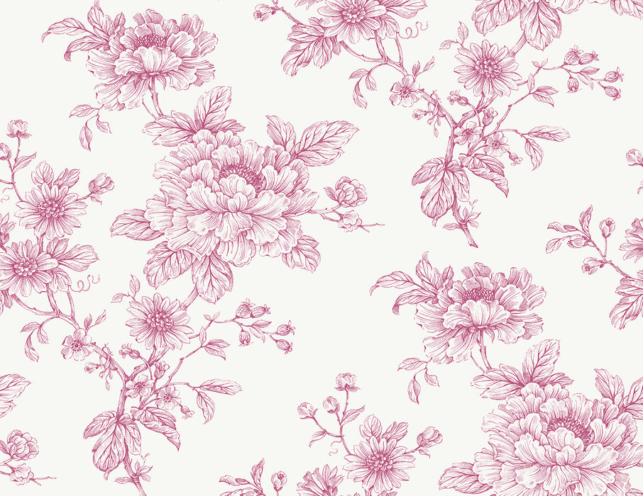 NextWall Sketched Floral Pink Wallpaper Sample NW55701