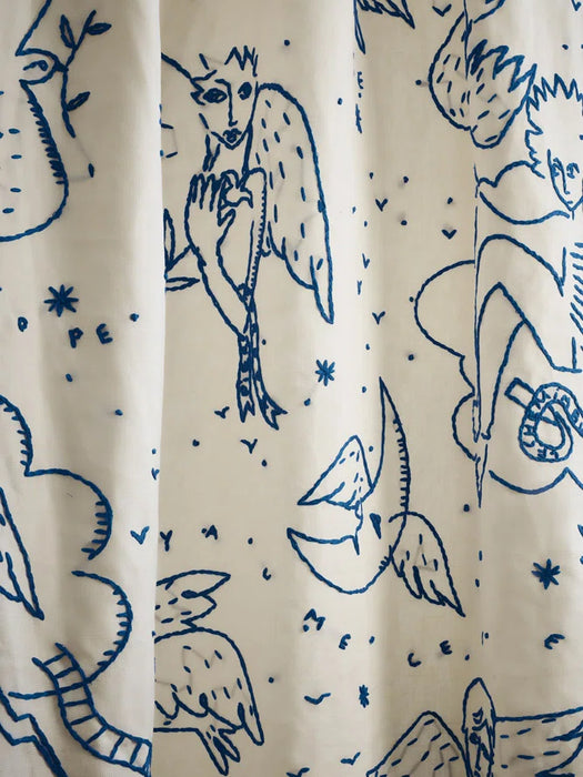 Pierre Frey Le Monde Parall'Aile Bleu Fabric Sample F4027001