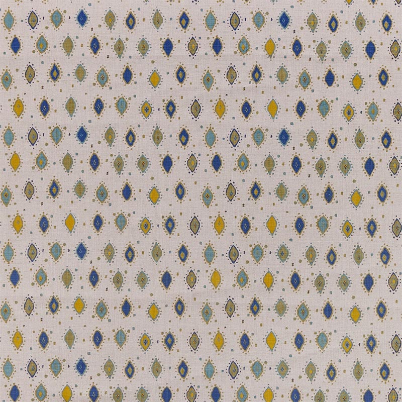 Peter Dunham Oona Indigo/Olive On Natural Fabric Sample 111ONA08