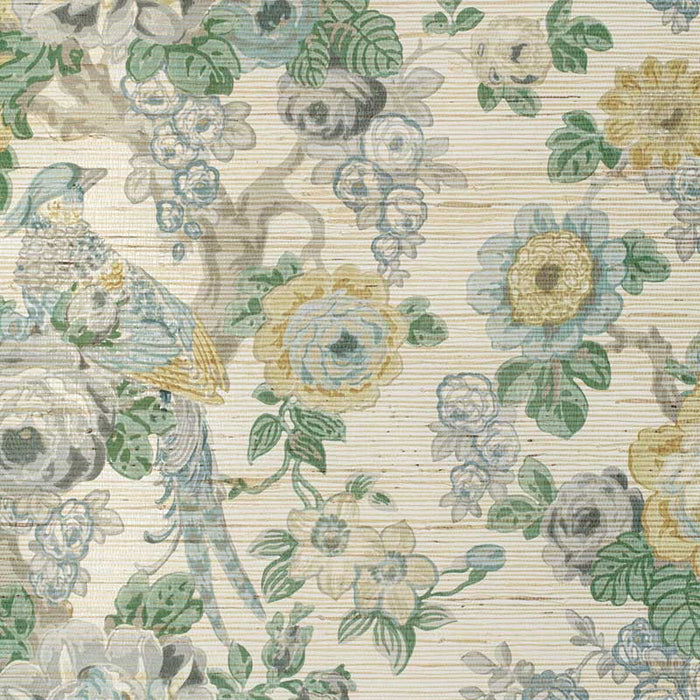 Lee Jofa Avondale Paper Slate/Aqua Wallpaper Sample P2020100.1311.0