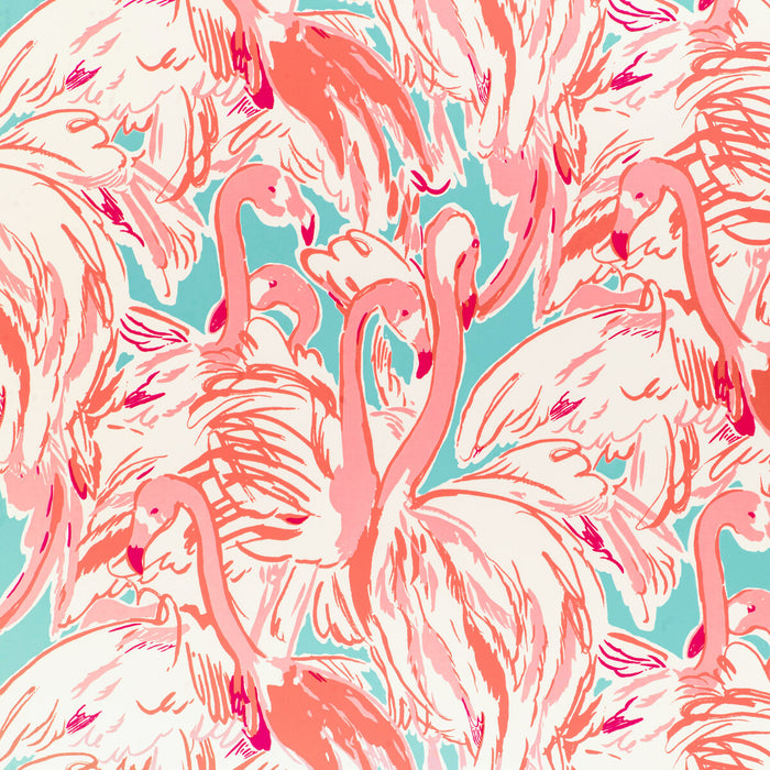 Lee Jofa Pink Colony Wp Aqua/Pink Wallpaper Sample P2025114.13.0