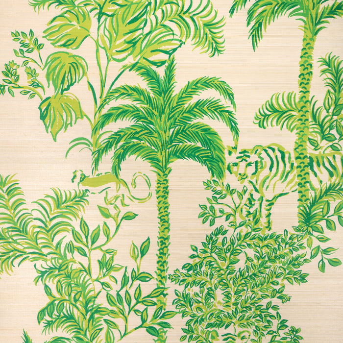 Lee Jofa Tiger Queen Gc Green Wallpaper Sample P2025119.1630.0