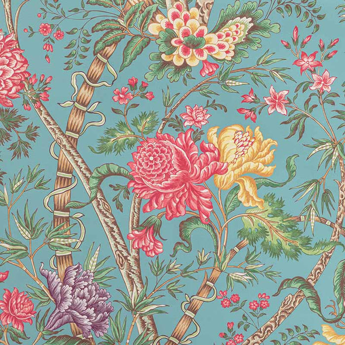 Brunschwig & Fils Luberon Aqua/Multi Wallpaper Sample P8022100.1319.0
