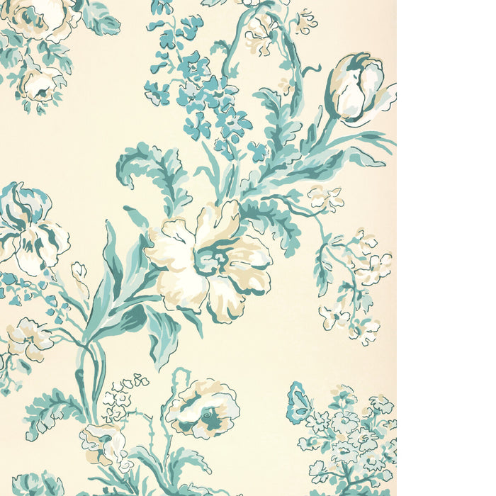Brunschwig & Fils Maintenon Aqua Wallpaper P8025106.13.0