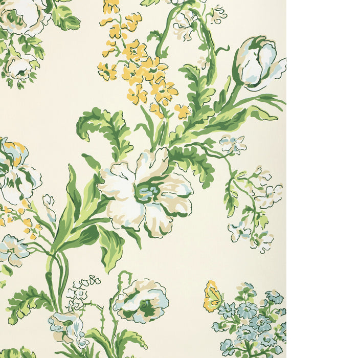 Brunschwig & Fils Maintenon Vert/Soleil Wallpaper Sample P8025106.340.0