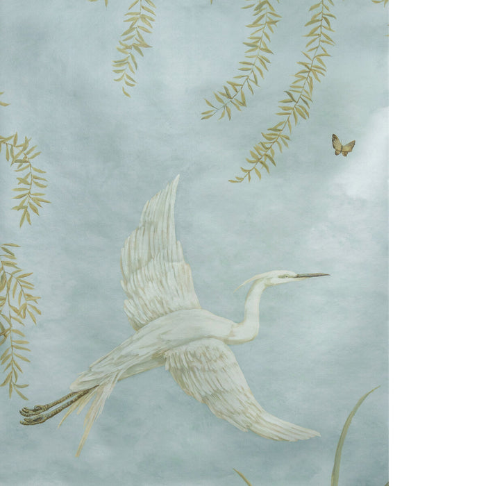 Brunschwig & Fils Egret Marsh Mural Met Mist Wallpaper Sample P8026103.1113.0