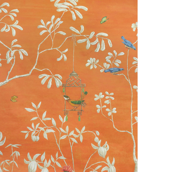 Brunschwig & Fils Jardin Yili Mural Orange Wallpaper P8026104.12.0