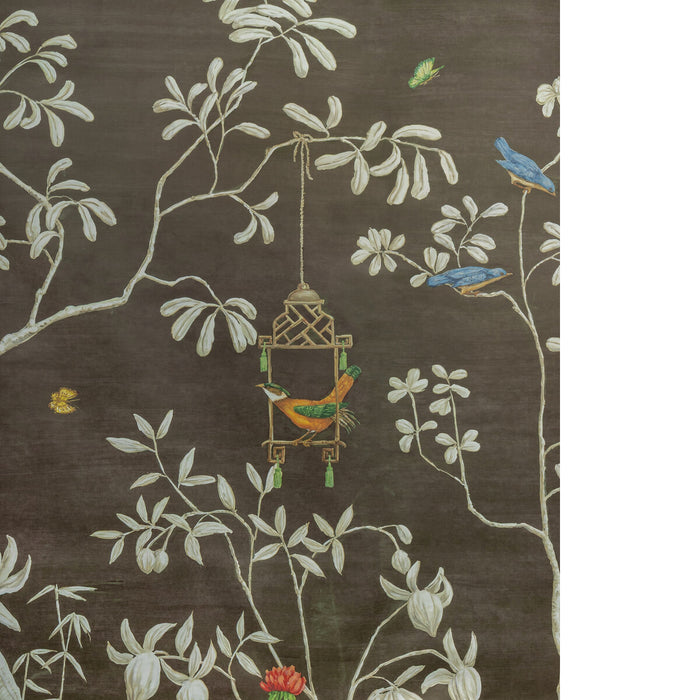 Brunschwig & Fils Jardin Yili Mural Chocolate Wallpaper Sample P8026104.66.0