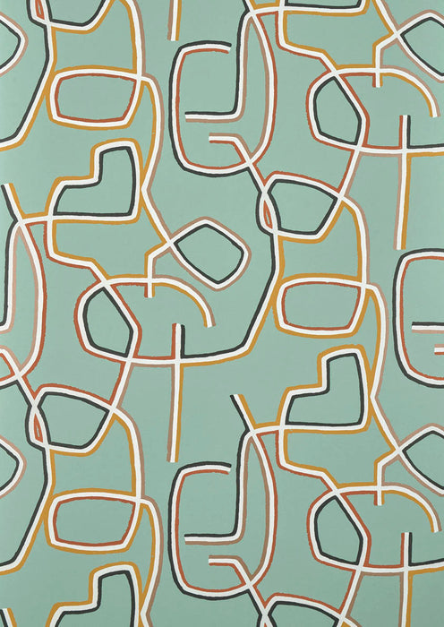 Pierre Frey Graphic Celadon Wallpaper Sample FP070003