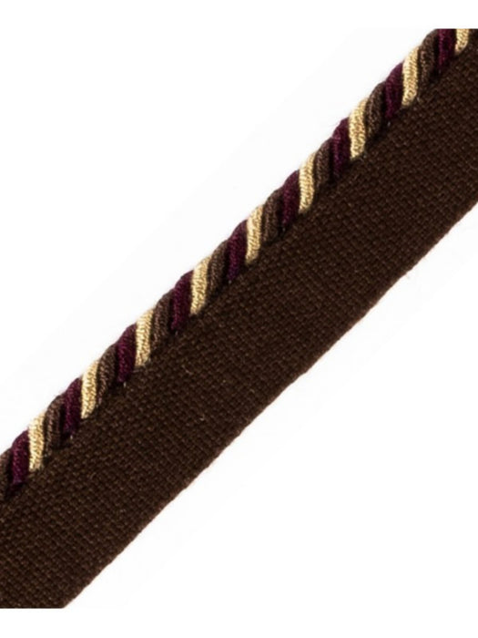 Scalamandre Cord With Tape Prune Et Bronze Trim Sample PL64660296