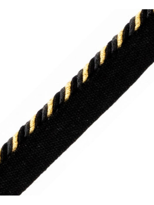 Scalamandre Cord With Tape Noir Et Or Trim Sample PL64660304