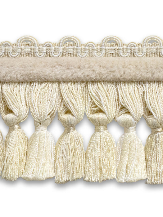 Scalamandre Safari Tassel Fringe Chenille Ivory Trim Sample PL44240401