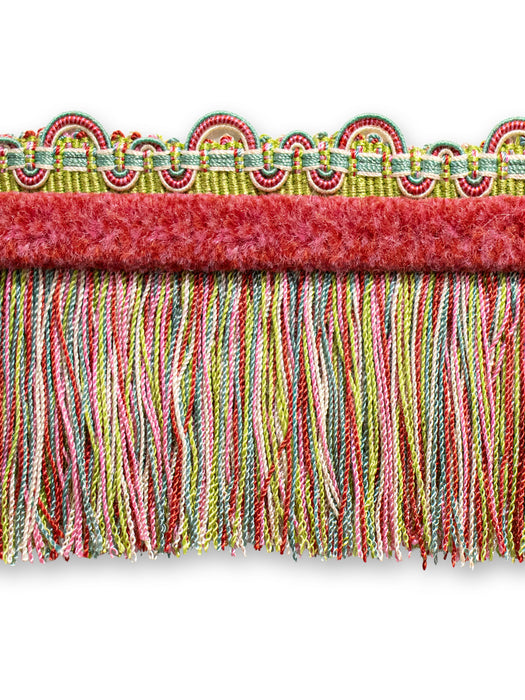 Scalamandre Safari Fringe With Chenille Teal/Rose Trim Sample PL44230410