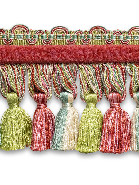 Scalamandre Safari Tassel Fringe Chenille Teal/Rose Trim PL44240410