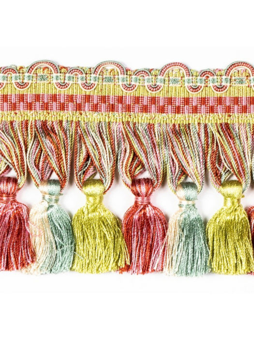 Scalamandre Safari Tassel Fringe Teal/Rose Trim Sample PL44440410