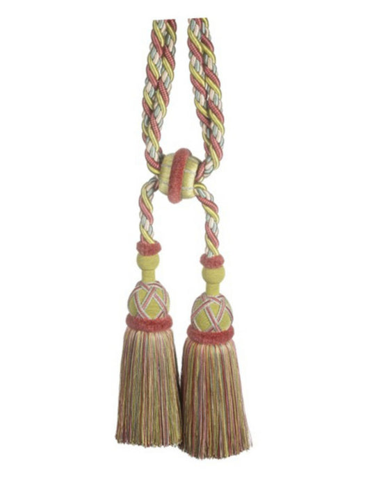 Scalamandre Safari Cut Fringe Tieback A Teal/Rose Trim Sample PL44770410