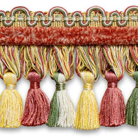 Scalamandre Safari Tassel Fringe Chenille Rose/Gold/Green Trim PL44240411