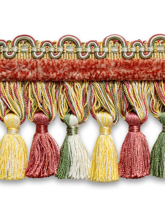 Scalamandre Safari Tassel Fringe Chenille Rose/Gold/Green Trim PL44240411